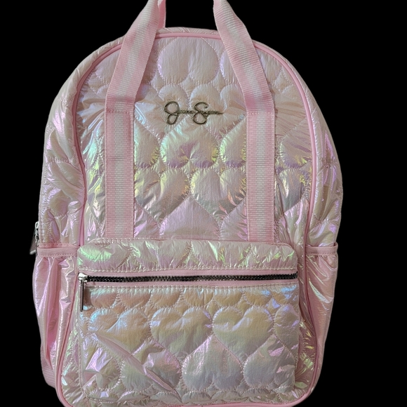 Jessica Simpson quilted metallic pink backpack. Large front pocket. - Picture 6 of 9